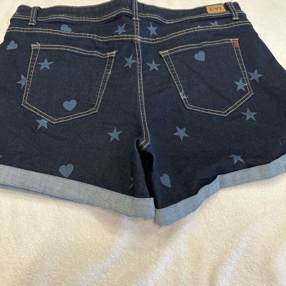 EVISU Women's Star and Heart Jean Shorts - Blue size 16 - Picture 3 of 5